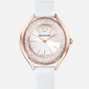 Swarovski Crystalline Aura Watch, Leather strap, White, Rose-gold tone NEW